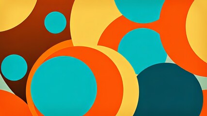 Geometric seamless pattern—orange, beige, and blue retro style.