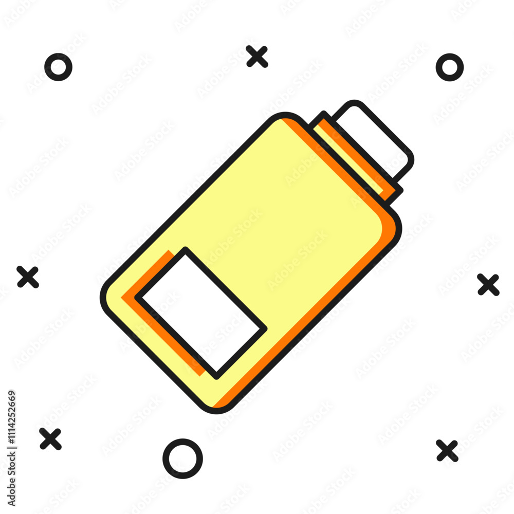 Poster filled outline battery charge level indicator icon isolated on white background. flat filled outline