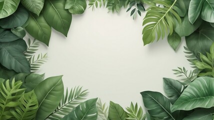 Fototapeta premium Tropical leaves arranged at the center of the frame