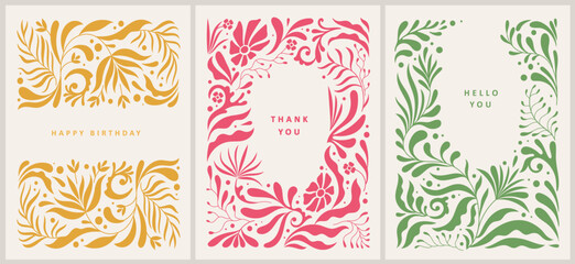 Retro groovy floral illustration in wavy and naive style. Organic shapes, vibrant flowers print for poster, social media or packaging. Botanic vector illustration