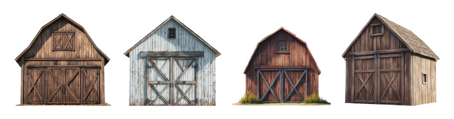 Naklejka premium Isolated Barns on Transparent Background for Design Use