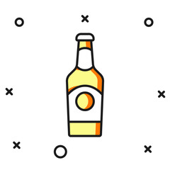 Filled outline Beer bottle icon isolated on white background. Flat filled outline style with shadow. Vector