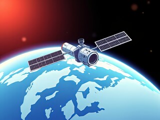 Obraz premium Miniature satellite platform, sustainable orbit, minimal footprint.
