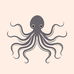 a black and white illustration of an octopus