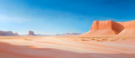 Naklejka premium A desert landscape with a pink sky