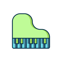 Filled outline Grand piano icon isolated on white background. Musical instrument. Flat filled outline style with shadow. Vector
