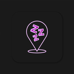 Filled outline Sleepy icon isolated on black background. Sleepy zzz talk bubble. Flat filled outline style with shadow. Vector