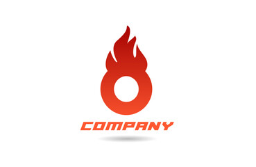 O red fire flames alphabet logo icon letter design with gradient colour for business and company