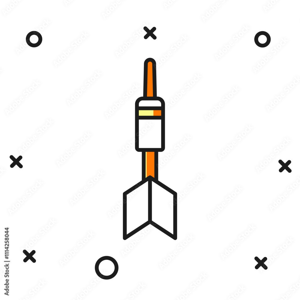 Poster filled outline dart arrow icon isolated on white background. flat filled outline style with shadow. 
