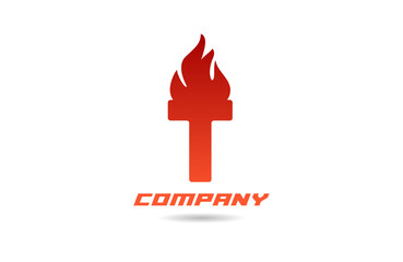 T red fire flames alphabet logo icon letter design with gradient colour for business and company