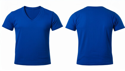 Royal Blue V Neck T Shirt Mockup Front and Back Views