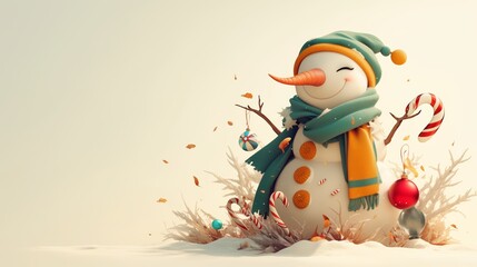 Festive Snowman Cartoon Character