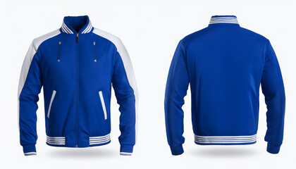 Men s Royal Blue Track Jacket Stylish Sportswear Front Back View