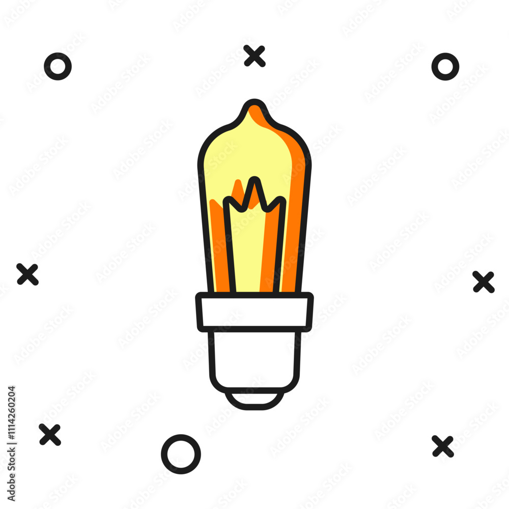 Poster filled outline light bulb with concept of idea icon isolated on white background. energy and idea sy