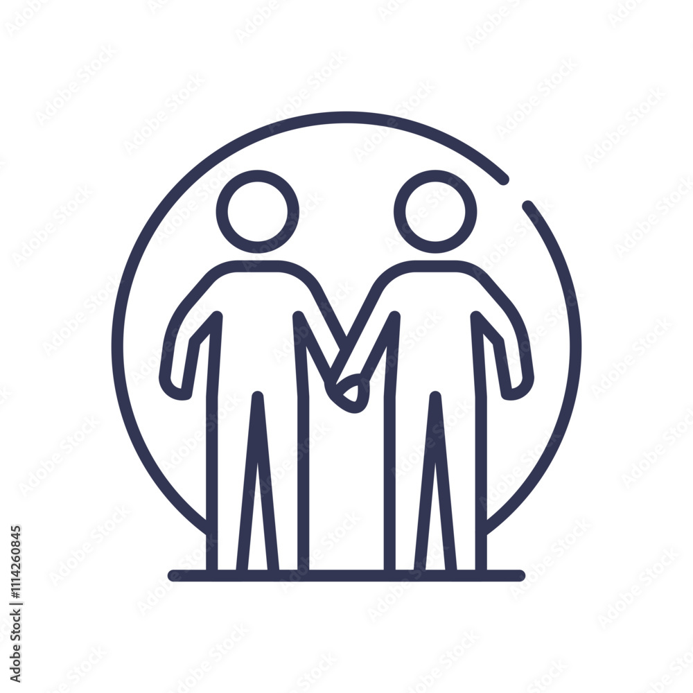 Aufkleber two figures holding hands symbolizing unity and support.