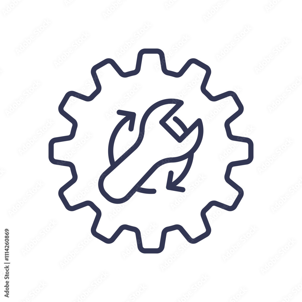 Poster gear and wrench symbolize application of tools and processes.