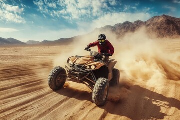 Desert Quad Bike Adventure: Thrilling Ride Across the Sands Under a Vivid Sky