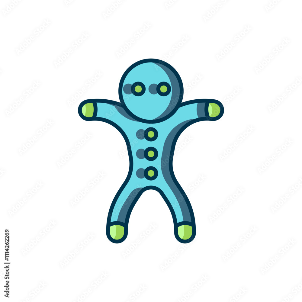 Poster filled outline holiday gingerbread man cookie icon isolated on white background. cookie in shape of 