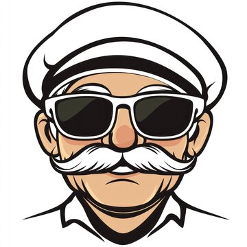 recommend clip art: Cool grandpa in sunglasses and hat.