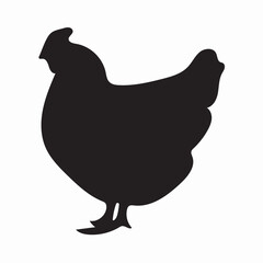 silhouette of hen chicken. Illustration vector graphics of hen icon black white background

