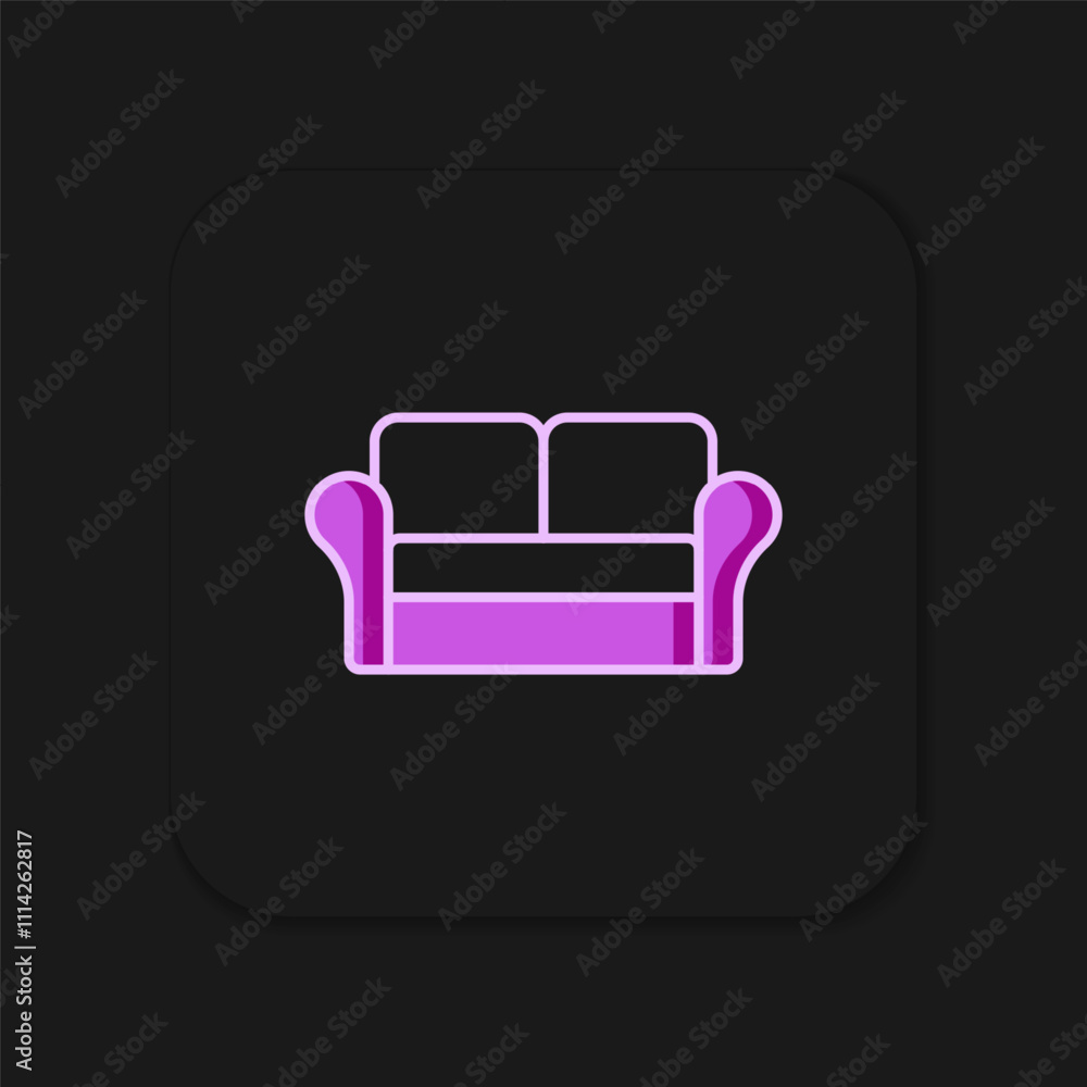 Poster filled outline sofa icon isolated on black background. flat filled outline style with shadow. vector