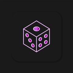 Filled outline Game dice icon isolated on black background. Casino gambling. Flat filled outline style with shadow. Vector