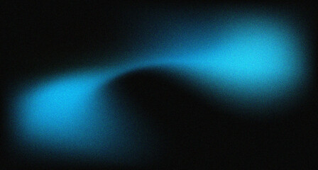 Blue color wave on black grainy abstract background
