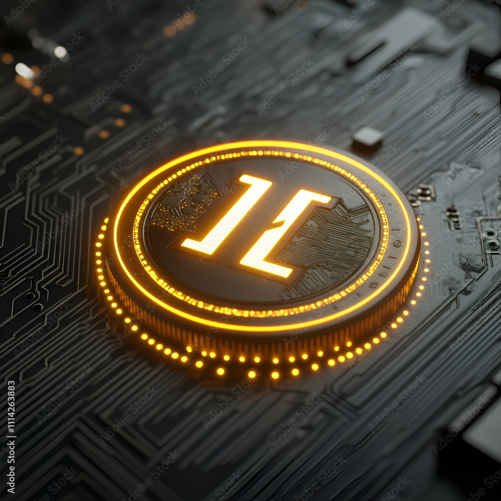 Poster exploring the future of cryptocurrency digital currency symbol virtual environment technology concep