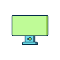 Filled outline Computer monitor icon isolated on white background. PC component sign. Flat filled outline style with shadow. Vector