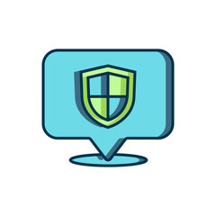 Filled outline Location shield icon isolated on white background. Insurance concept. Guard sign. Security, safety, protection, privacy concept. Flat filled outline style with shadow. Vector