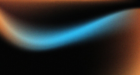 Grainy yellow orange blue on black grainy  background abstract glowing color wave black backdrop vibrant dark banner poster design