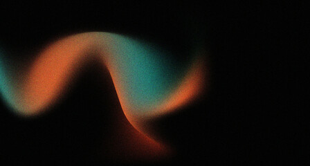Gradient orange green on black background, grainy  luminous color splash wave, abstract noise texture gradient, orange green black wide banner