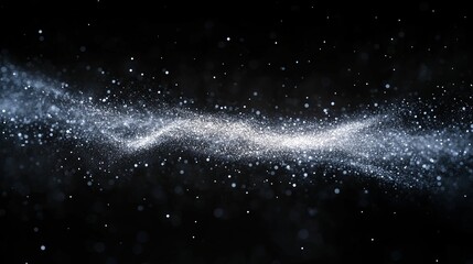 Silver Sparkling Dust Swirling In Darkness