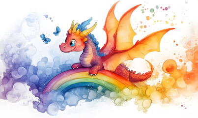 Obraz premium Vibrant Chinese Dragon Doodles, Playful and Whimsical 2D Illustrations for Posters, Tags, and Banners