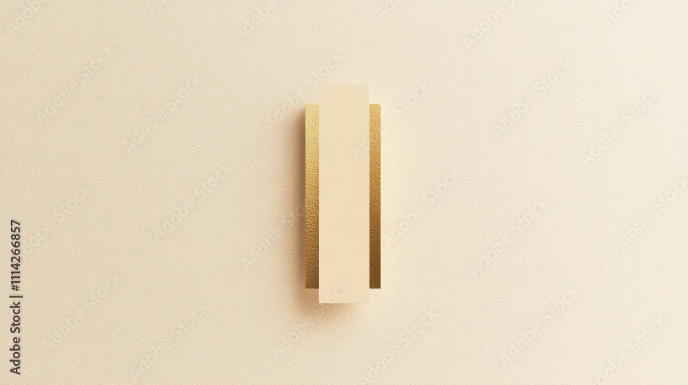 Poster minimalist beige and gold rectangle design element on a light background.