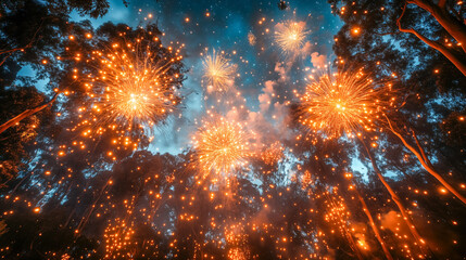 Fototapeta premium Australia Day Fireworks Spectacle Perfect for Celebration and Travel Promotions