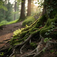 Fototapeta premium A stunning green landscape showcasing lush vegetation, vibrant plants,