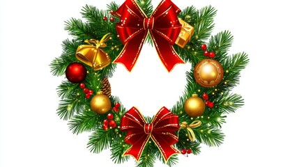 Christmas wreath isolated on white background