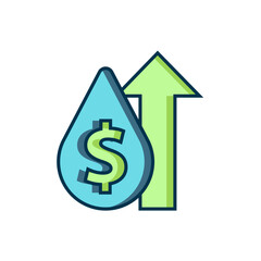 Filled outline Oil price increase icon isolated on white background. Oil industry crisis concept. Flat filled outline style with shadow. Vector