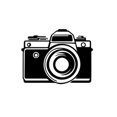 Old Camera Icon Silhouette, Classic Vintage Photography Symbol