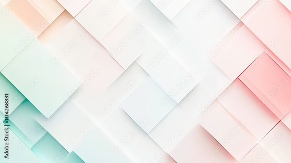 Aufkleber a clean white background with a geometric pattern of soft pastel colors to evoke a calm, productive 