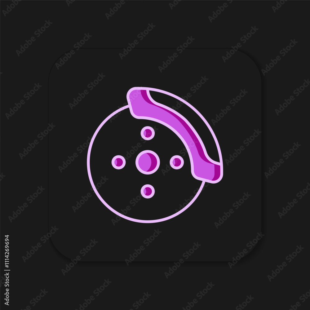 Poster filled outline car brake disk with caliper icon isolated on black background. flat filled outline st