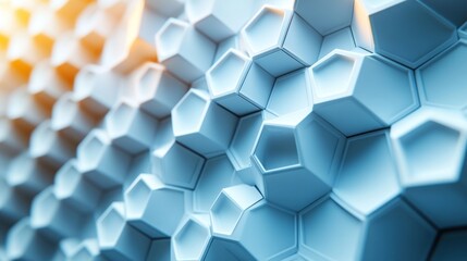 Obraz premium Abstract 3D Hexagon Pattern. Blue and white geometric background.