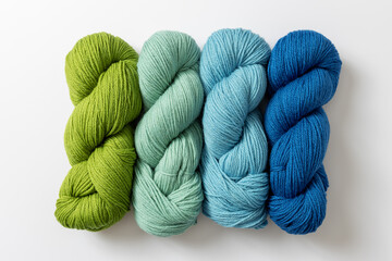 Colorful skeins of yarn for knitting and crocheting