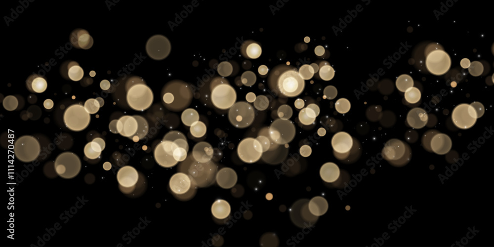 Poster gold bokeh lights isolated. vector background with gold sparkles