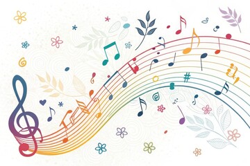 Rainbow Music Notes with Floral Design Elements A Whimsical Melody