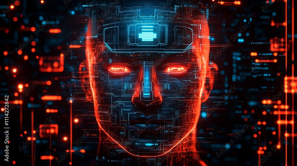 Poster digital face circuitry artificial intelligence network