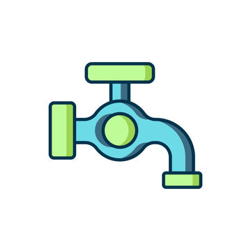 recommend clip art: Filled outline Water tap icon isolated on white background. Flat filled outline style with shadow. Vector