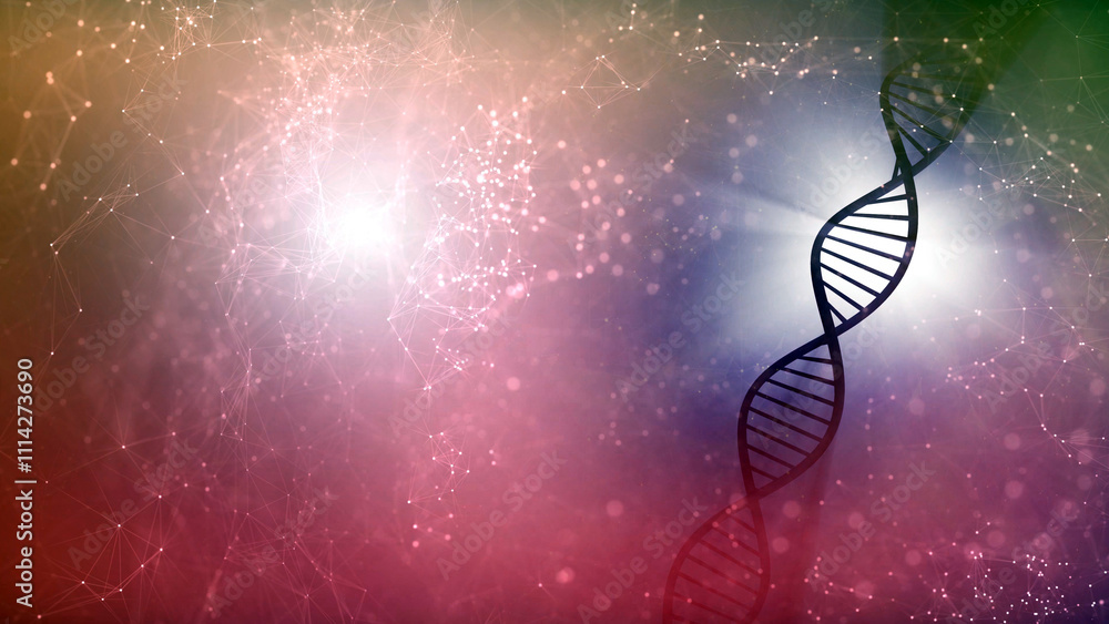 Canvas Prints abstract digital dna molecule on futuristic shiny copy space background illustration.