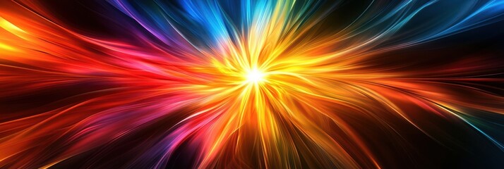 Fototapeta premium カラフルな光の波が広がる幻想的な風景